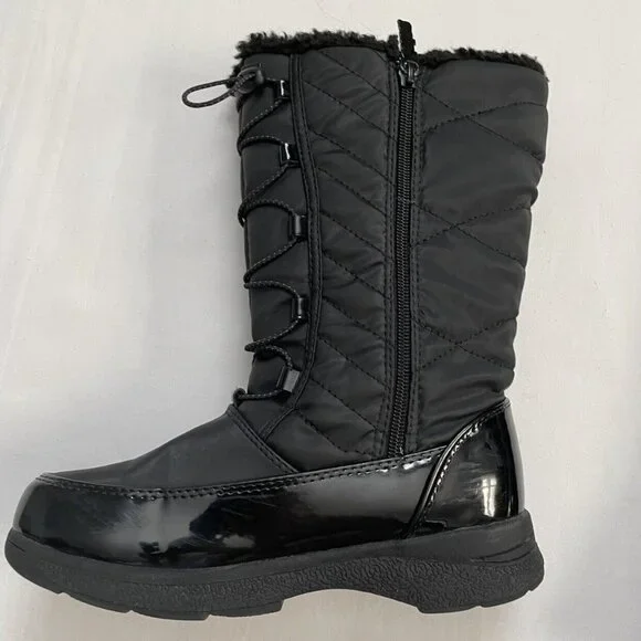 Totes Black Sherpa Lined Winter Boots Size 4 - Picture 9 of 10